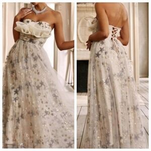 GLAMOROUS MULTICOLOR, RUFFLED, STARS CONTRAST MESH, AND SEQUIN, LACE UP …